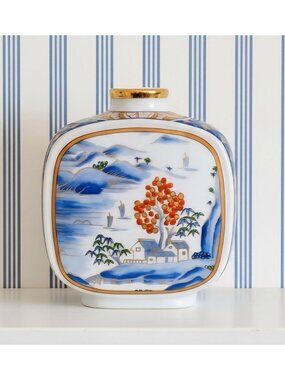 Hand-Painted Otagiri Japanese Porcelain Vase Scenic Design